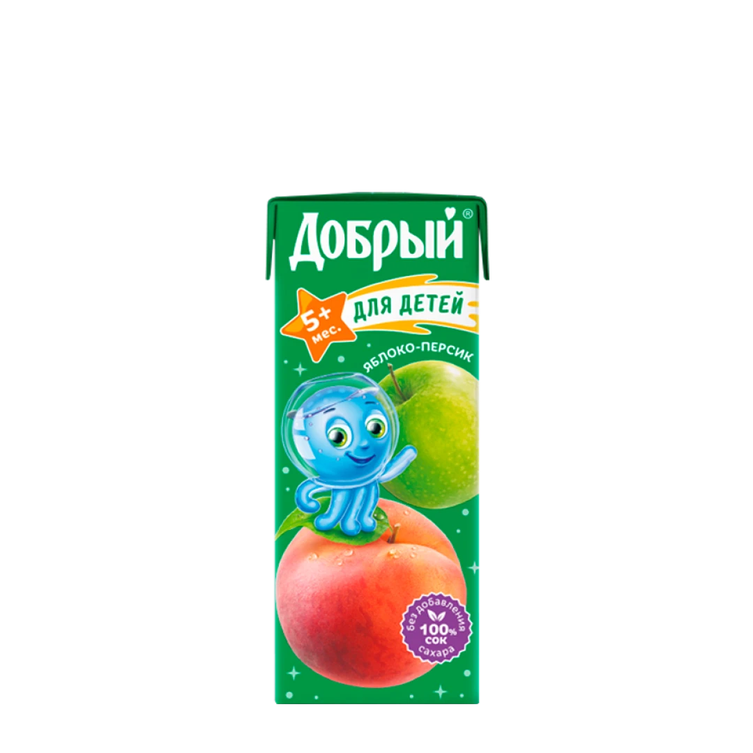 Cок детский в коробке яблоко-персик